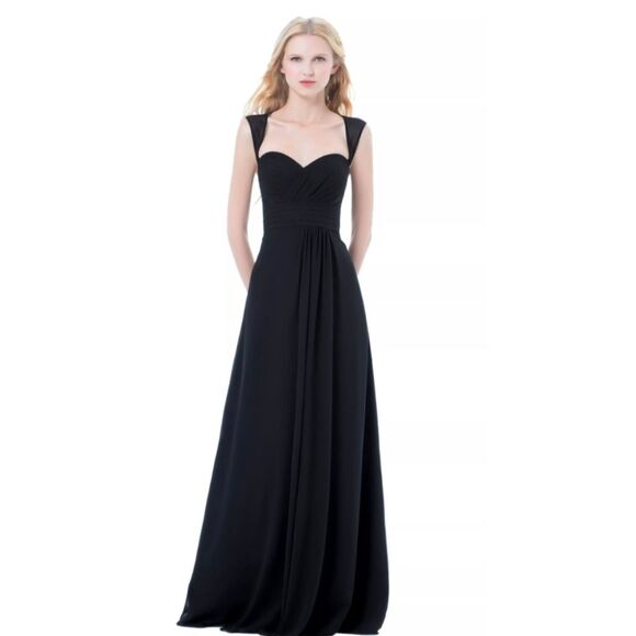 Bill Levkoff NWOT Black Chiffon Gown 485 Size 10 - Picture 1 of 9